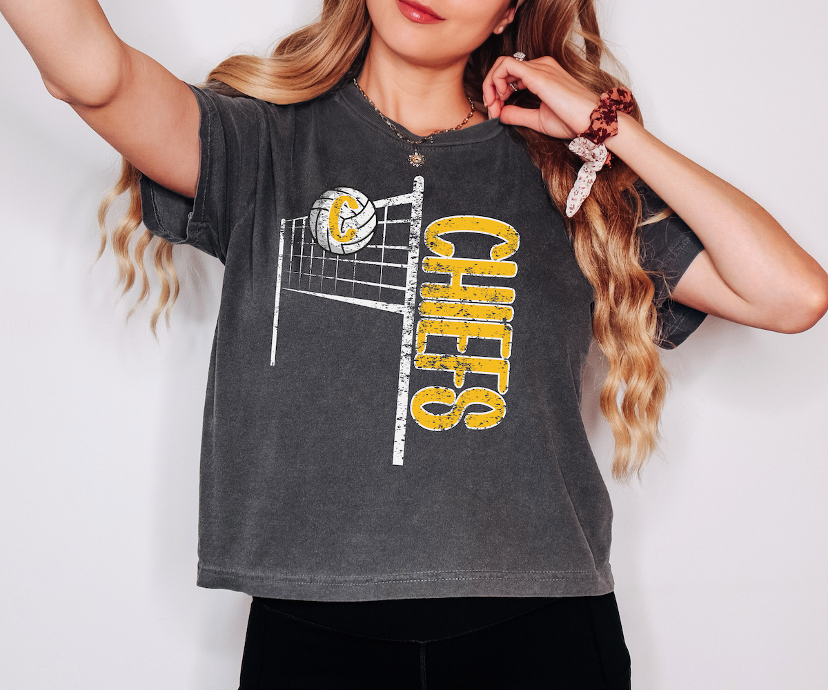 Chiefs Team Volleyball Net Distressed DTF Print