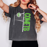 Comets Team Volleyball Net Distressed DTF Print