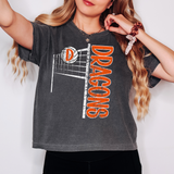 Dragons Team Volleyball Net Distressed DTF Print