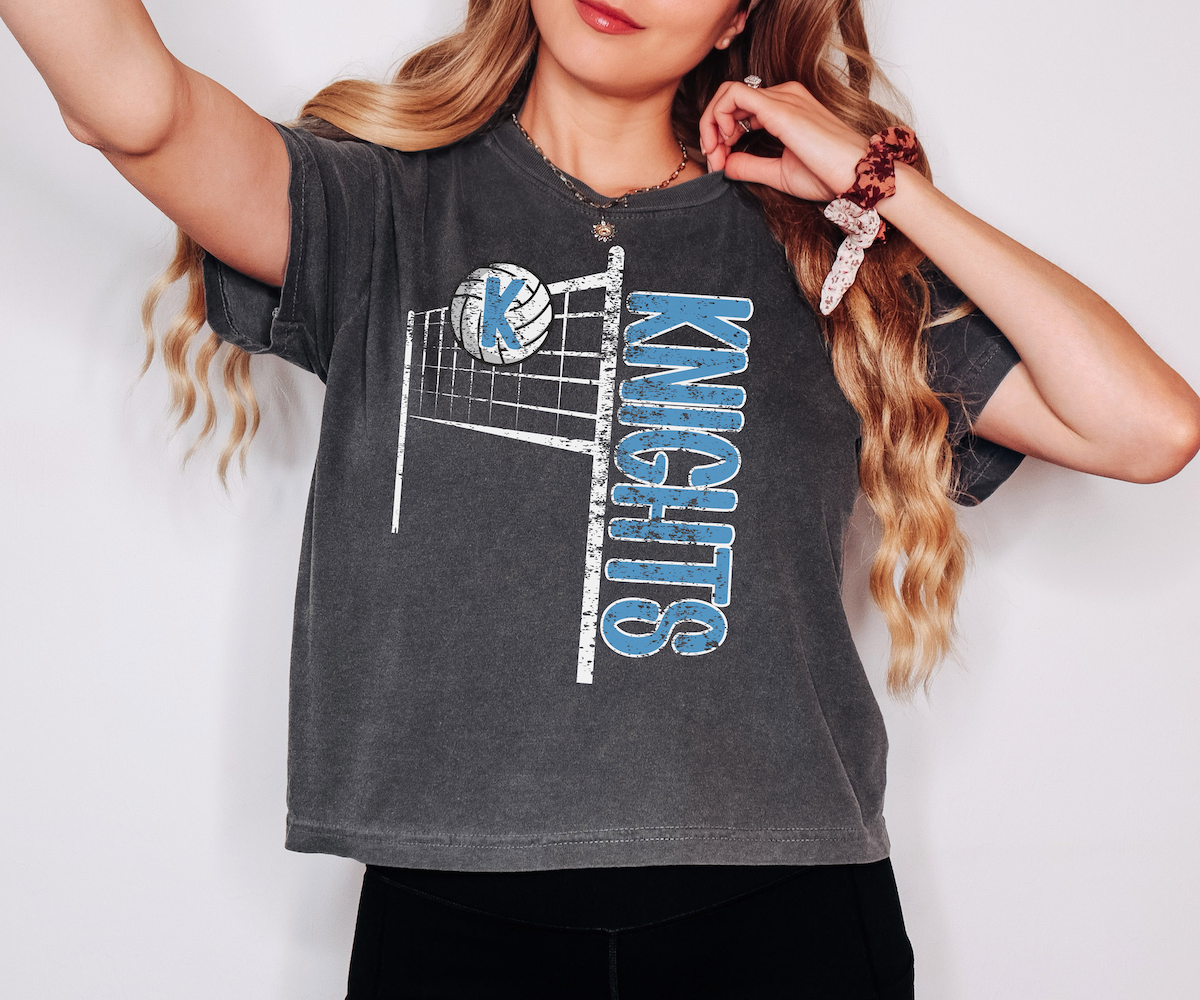 Knights Team Volleyball Net Distressed DTF Print