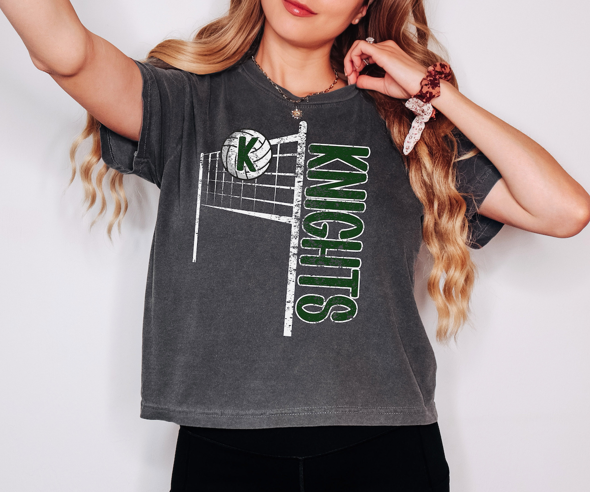 Knights Team Volleyball Net Distressed DTF Print
