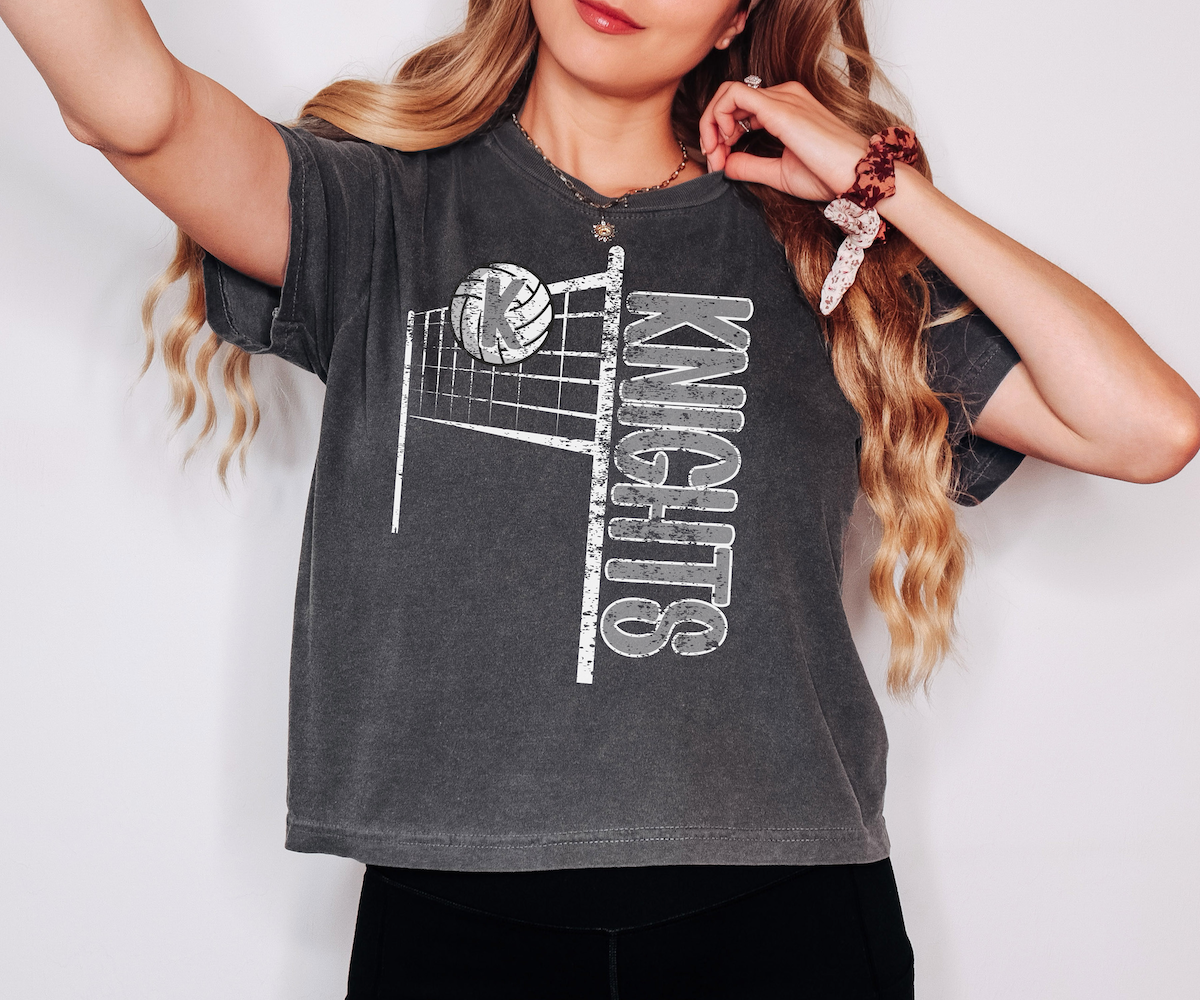 Knights Team Volleyball Net Distressed DTF Print