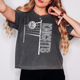 Knights Team Volleyball Net Distressed DTF Print