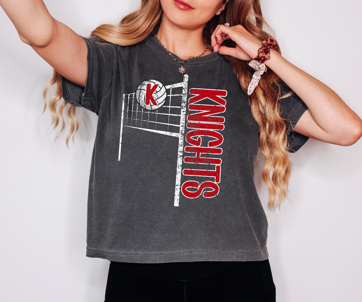Knights Team Volleyball Net Distressed DTF Print