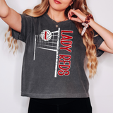 Lady Reds Team Volleyball Net Distressed DTF Print