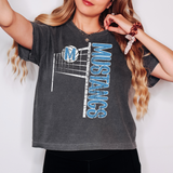 Mustangs Team Volleyball Net Distressed DTF Print