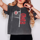 Owls Team Volleyball Net Distressed DTF Print