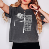 Rebels Team Volleyball Net Distressed DTF Print