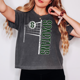 Spartans Team Volleyball Net Distressed DTF Print