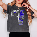 Wildcats Team Volleyball Net Distressed DTF Print