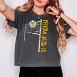 Yellow Jackets Team Volleyball Net Distressed DTF Print