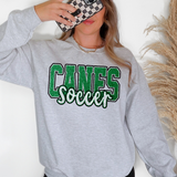 Canes Soccer Glitter School Spirit DTF Print
