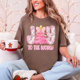 Joy To The Wold Preppy Pink Lace Christmas DTF Print