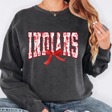 Indians Red Floral Varsity Bow DTF Print
