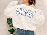 Distressed Wonky Chargers Navy White DTF Print