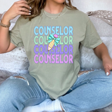 Counselor Bookworm Repeat Checker Pencil DTF Print