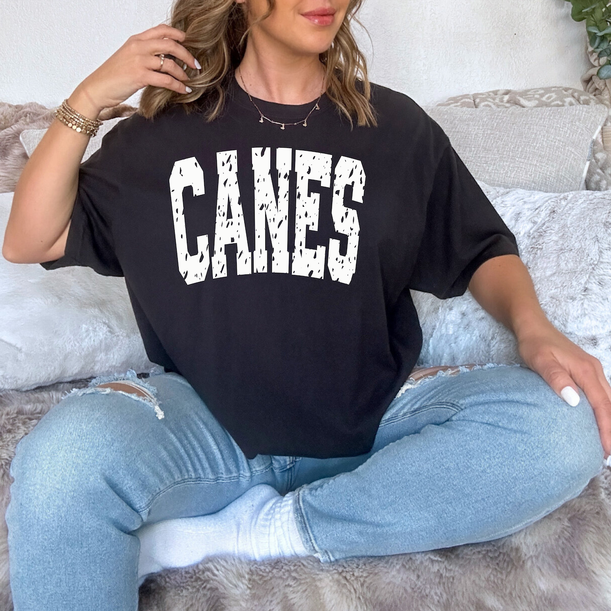 Canes Varsity Distressed Teams DTF Print