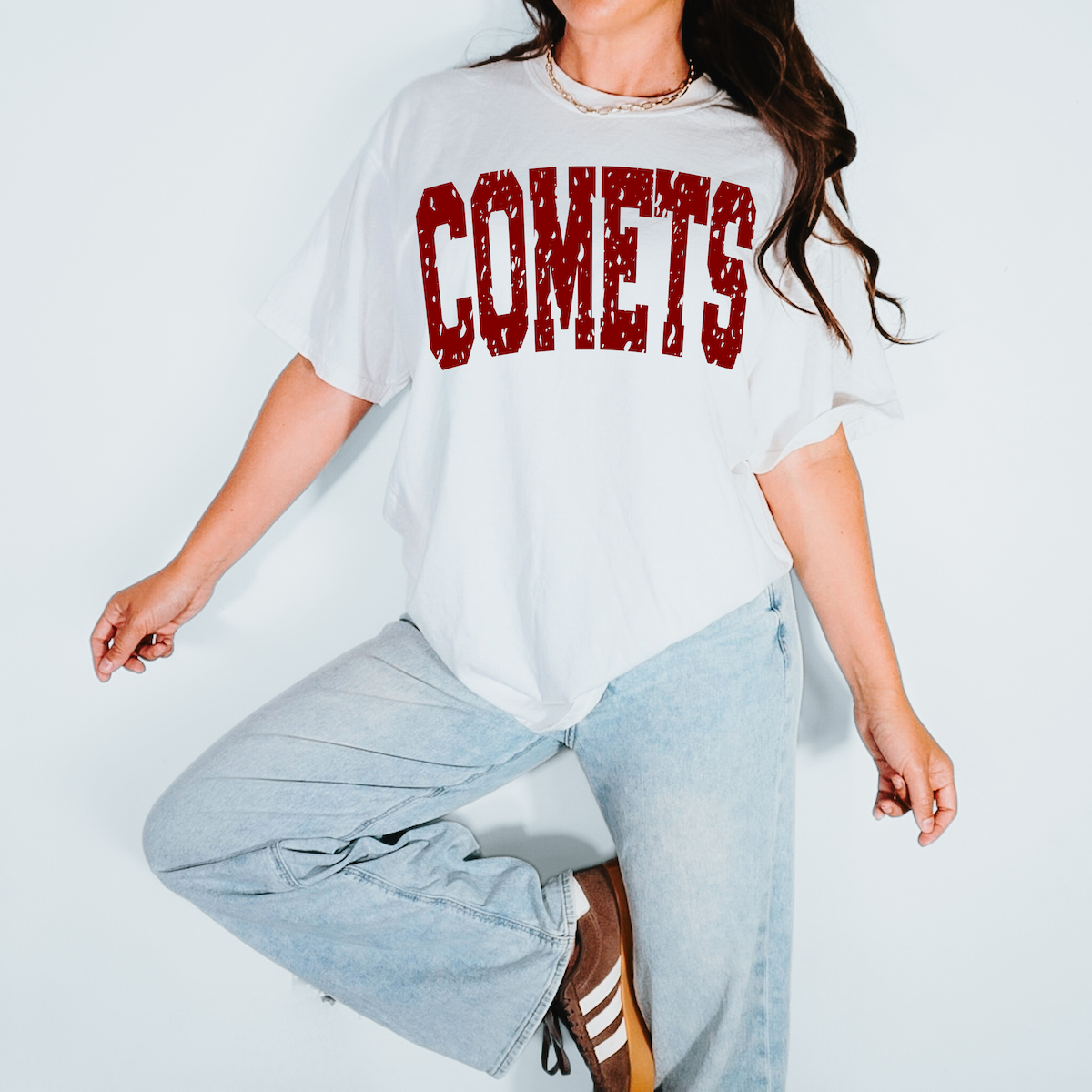 Comets Varsity Distressed Teams DTF Print