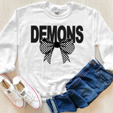 Demons Coquette Checker Bow DTF Print
