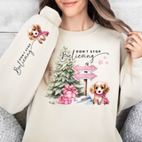 Dont Stop Believing Vintage Christmas Puppy DTF Print