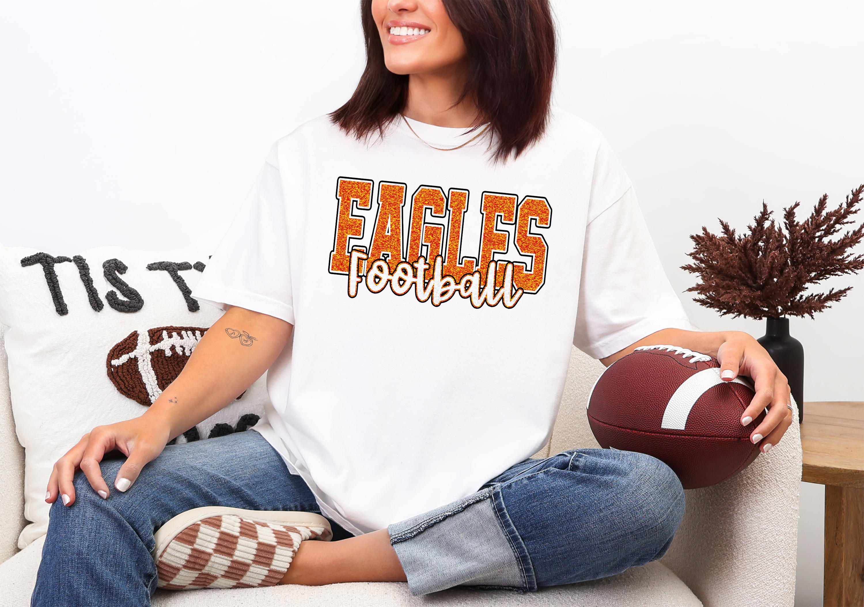 Eagles Football Glitter School Spirit DTF Print