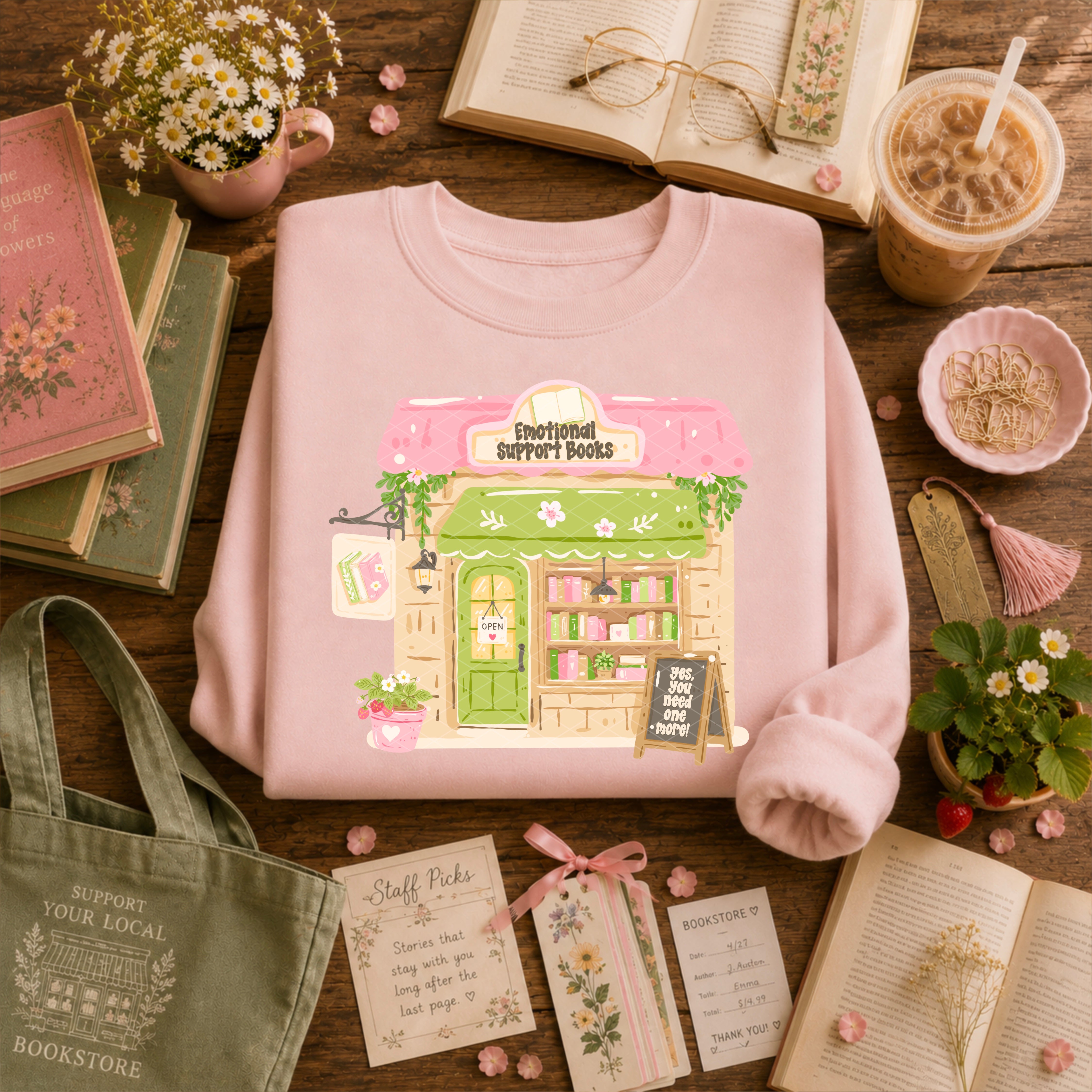 Emotional Support Books Bookstore DTF Print