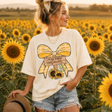 Farm Fresh Sunflowers Plaid Bow DTF Print