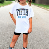 Navy Background Floral Blue Outline Grade Elementary Grade DTF Print