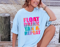 Float Drink Tan Repeat DTF Print