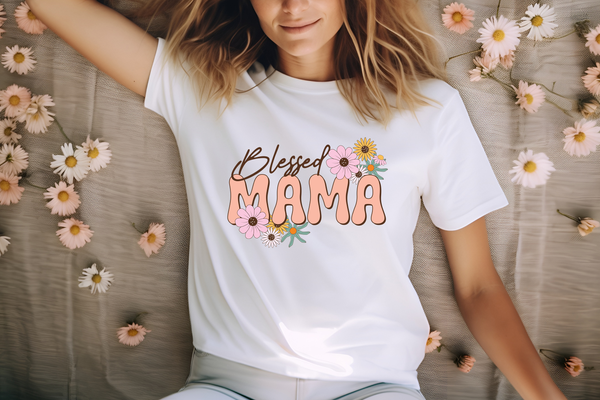 Floral Blessed Mama DTF Print