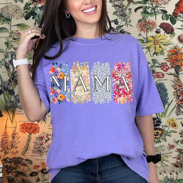 Floral Stripe MAMA DTF Print