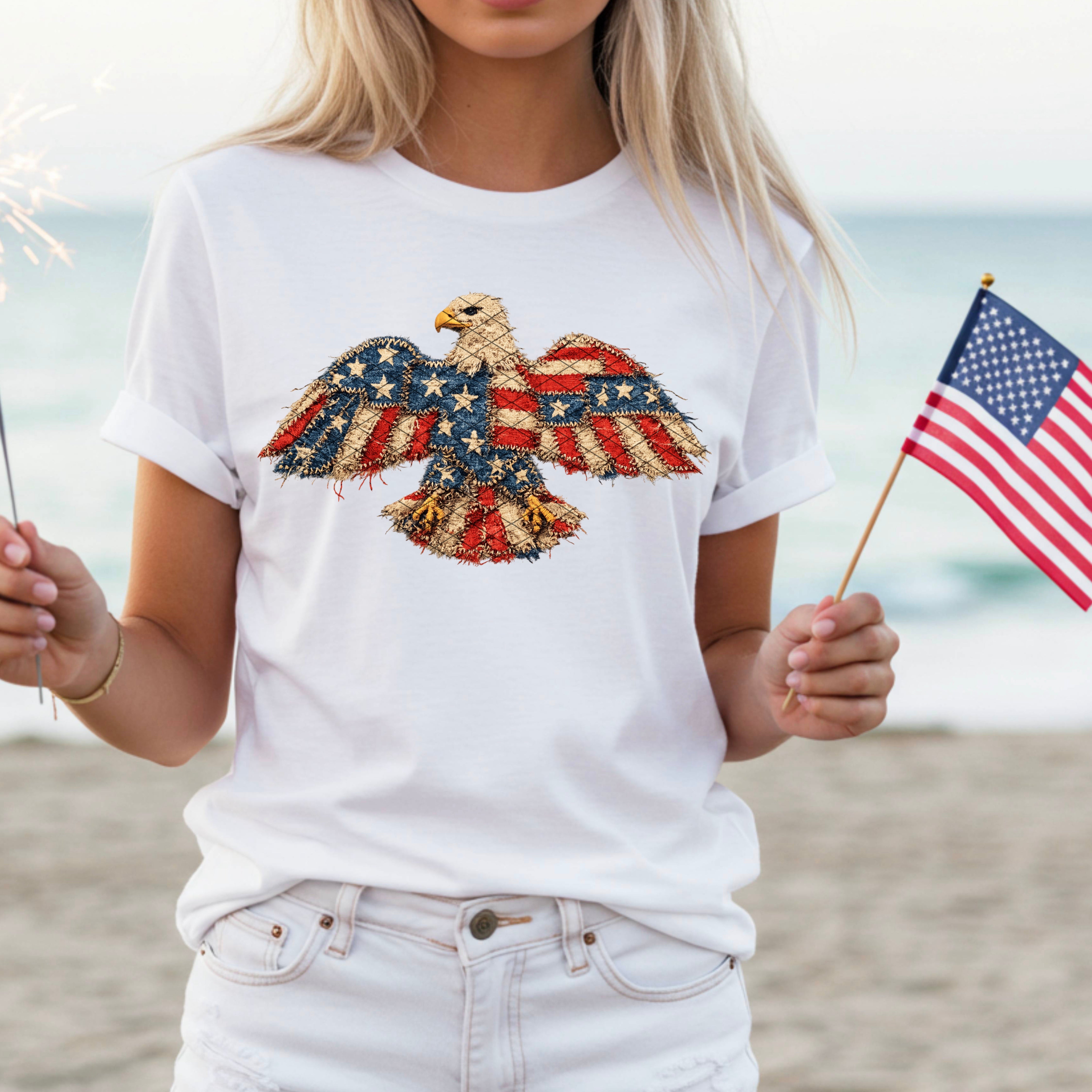 Frayed Patriotic Eagle DTF Print