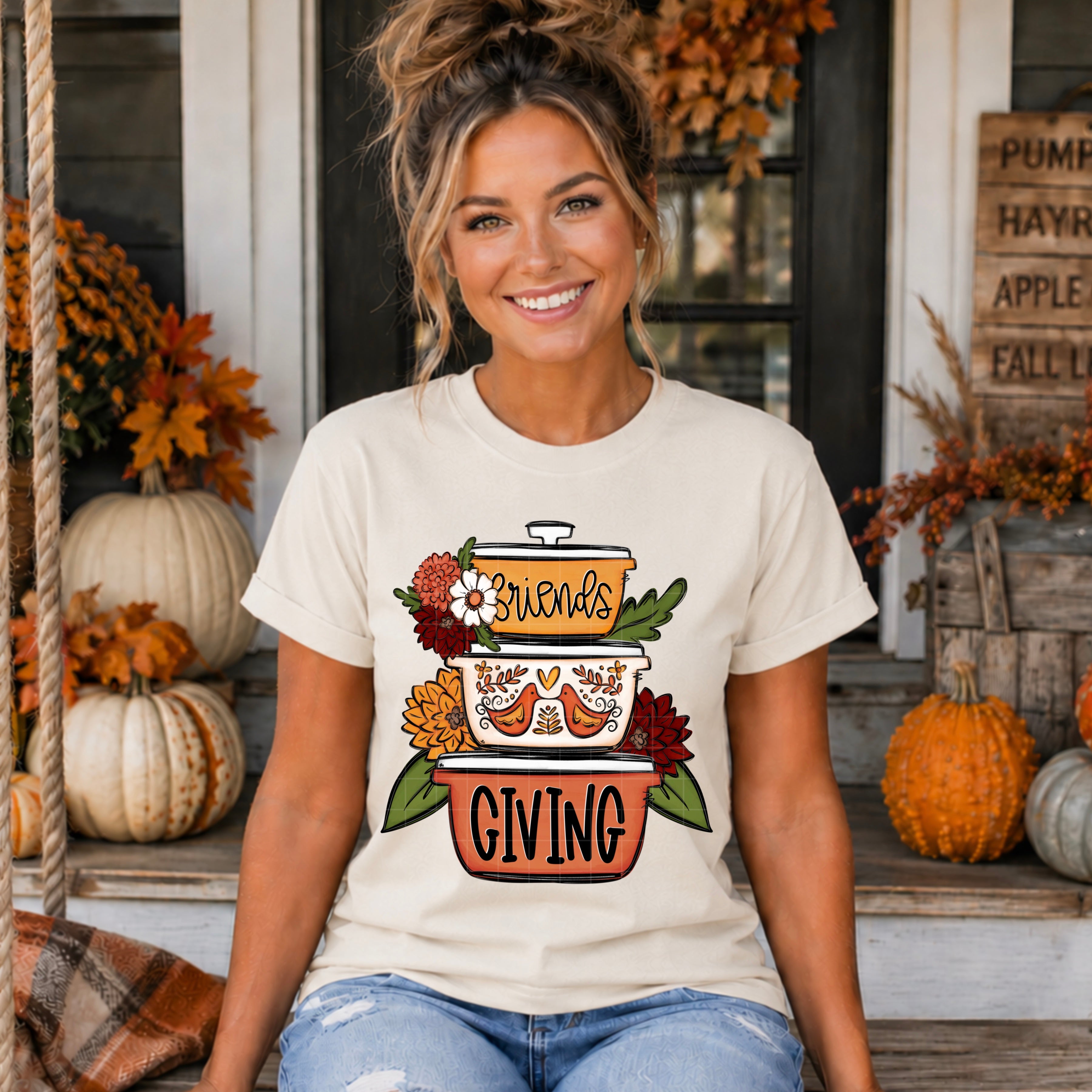 Friendsgiving Vintage Crock Pots Fall DTF Print