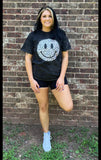 Distressed Leopard Smile Circle DTF Print