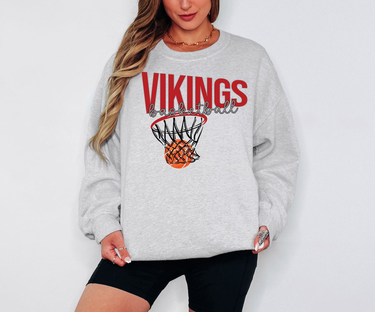 Vikings Basketball Swoop DTF Print
