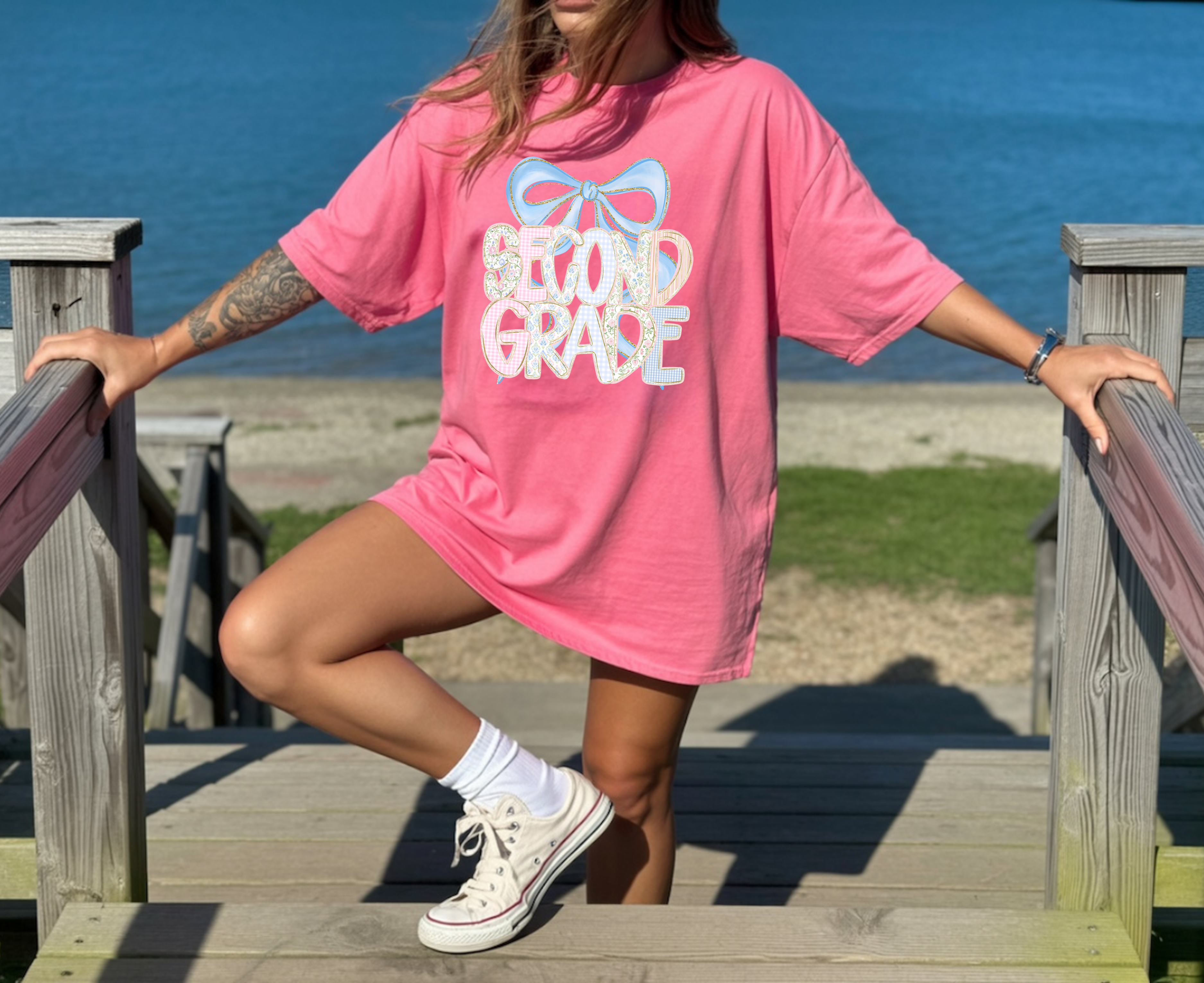 Preppy Coquette Pink/Blue Elementary Grade DTF Print