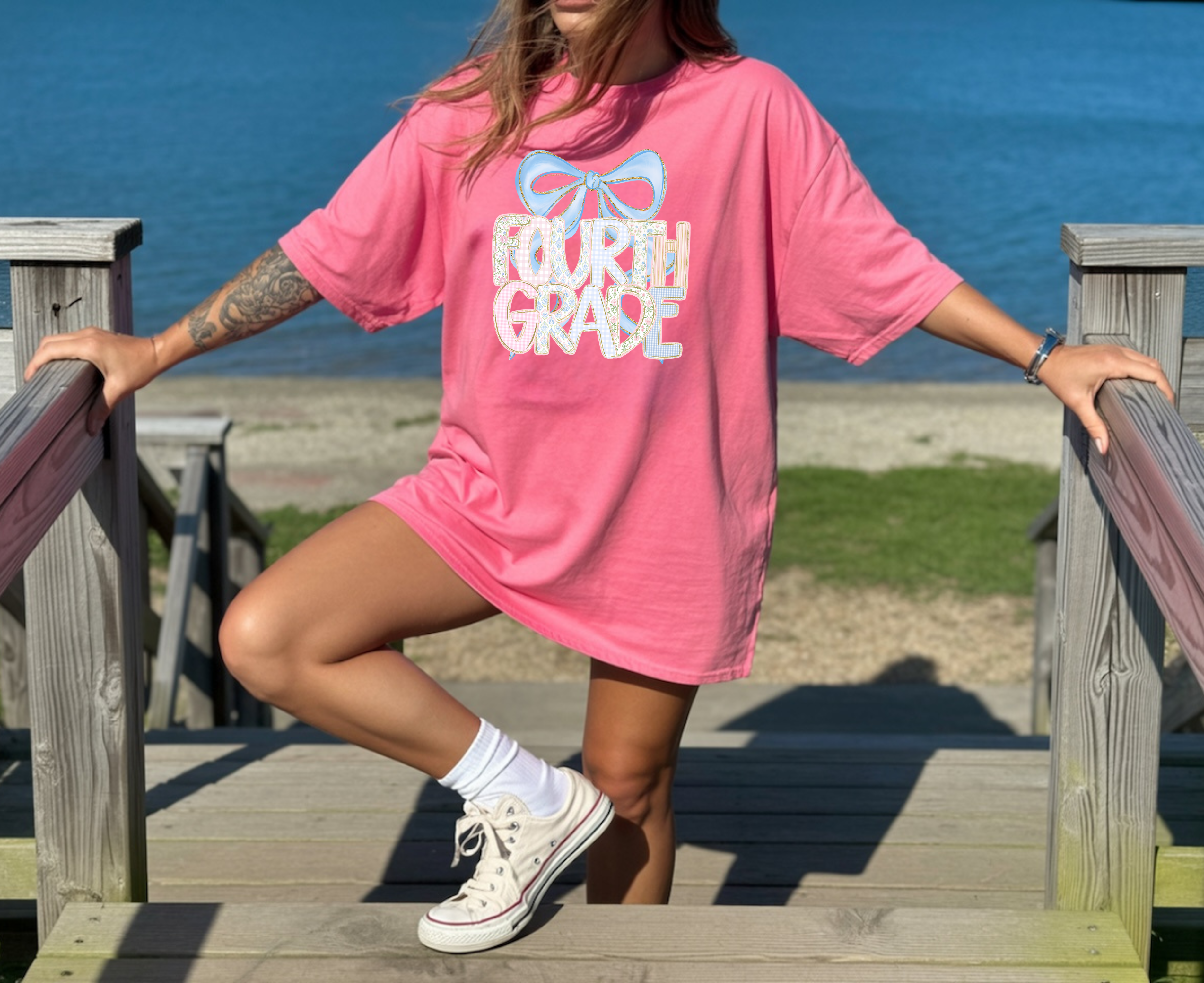 Preppy Coquette Pink/Blue Elementary Grade DTF Print
