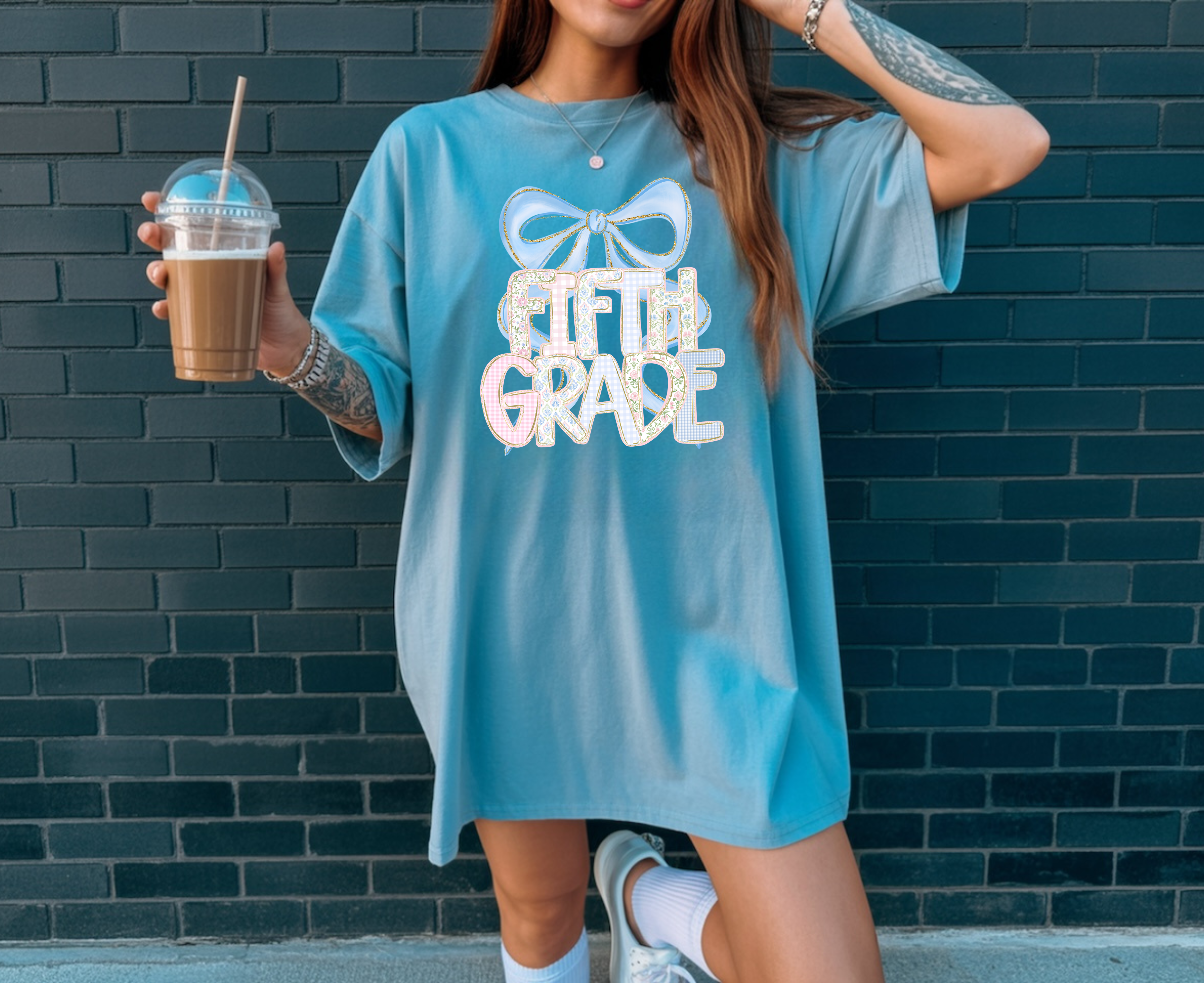 Preppy Coquette Pink/Blue Elementary Grade DTF Print