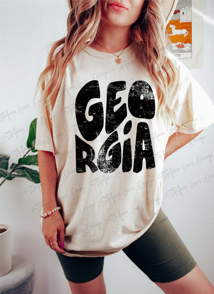 Distressed Georgia Stacked DTF Print