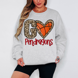 Go Pendragons Basketball Heart DTF Print