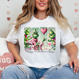 Grinch Valentine Brush Stroke DTF Print