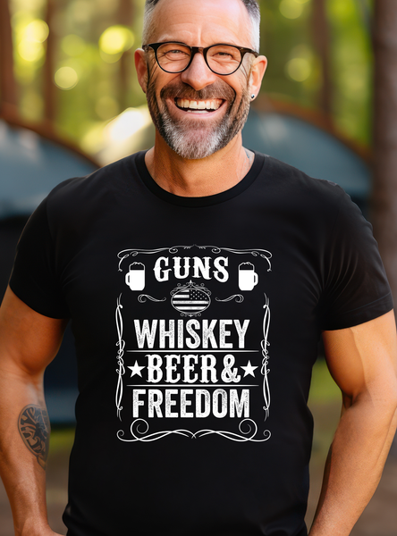 Guns Whiskey Beer & Freedom DTF Print