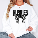 Huskies Coquette Checker Bow DTF Print