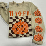Thankful Checker Pumpkin DTF Print