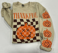 Thankful Checker Pumpkin DTF Print