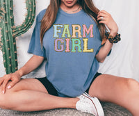 Farm Girl Faux Chenille Patch DTF Print