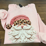 Santa Faux Yarn Pink Hat DTF Print