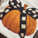 Checker Bow Faux Yarn Pumpkin DTF Print