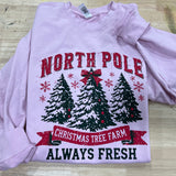 North Pole Christmas Tree Farm Pink DTF Print
