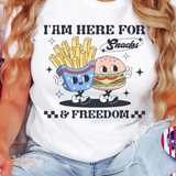 Here for the Snacks and Freedom Retro DTF Print